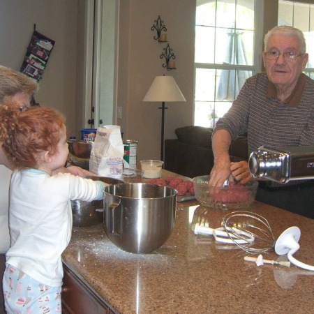 Francesca Capaldi with her Nonno ( grandfather) preparing to make dishes.